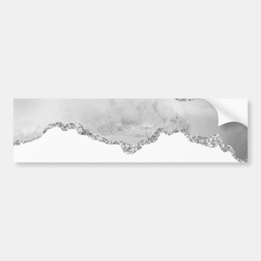 Grauer weißer Marmor Agate Simple Silver Glitzer Autoaufkleber (Vorne)