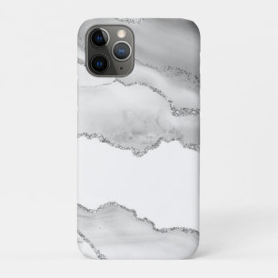 Grauer weißer Marmor Agate Simple Silver Glitzer Case-Mate iPhone Hülle