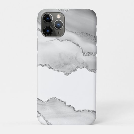 Grauer weißer Marmor Agate Simple Silver Glitzer Case-Mate iPhone Hülle (Rückseite)