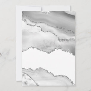 Grauer weißer Marmor Agate Simple Silver Glitzer Einladung
