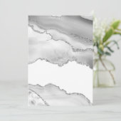 Grauer weißer Marmor Agate Simple Silver Glitzer Einladung (Stehend Vorderseite)
