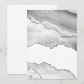 Grauer weißer Marmor Agate Simple Silver Glitzer Einladung (Vorne/Hinten)