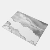 Grauer weißer Marmor Agate Simple Silver Glitzer Fußmatte (Schrägansicht)