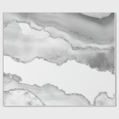 Grauer weißer Marmor Agate Simple Silver Glitzer Geschenkpapier (Flach)