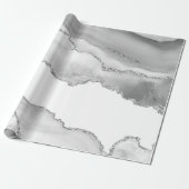 Grauer weißer Marmor Agate Simple Silver Glitzer Geschenkpapier (Ungerollt)