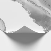 Grauer weißer Marmor Agate Simple Silver Glitzer Geschenkpapier (Ecke)