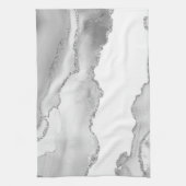 Grauer weißer Marmor Agate Simple Silver Glitzer Geschirrtuch (Vertikal)