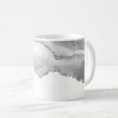 Grauer weißer Marmor Agate Simple Silver Glitzer Kaffeetasse (VorderseiteRechts)