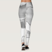 Grauer weißer Marmor Agate Simple Silver Glitzer Leggings (Rückseite)