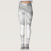 Grauer weißer Marmor Agate Simple Silver Glitzer Leggings (Vorderseite)