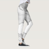 Grauer weißer Marmor Agate Simple Silver Glitzer Leggings (Rechts)