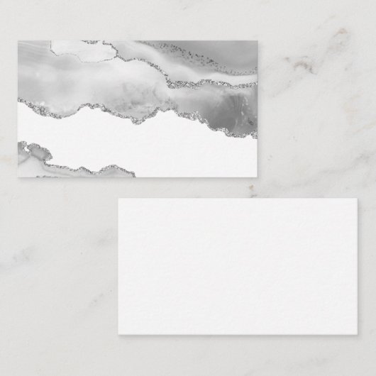 Grauer weißer Marmor Agate Simple Silver Glitzer Mitteilungskarte (Vorne/Hinten)