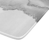 Grauer weißer Marmor Agate Simple Silver Glitzer Schneidebrett (Ecke)