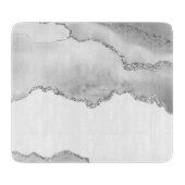 Grauer weißer Marmor Agate Simple Silver Glitzer Schneidebrett (Vorderseite)