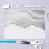 Grauer weißer Marmor Agate Simple Silver Glitzer Seidenpapier (Handwerk)