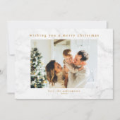 Grauer weißer Marmor Zwei Foto Weihnachten Horizon (Vorderseite)