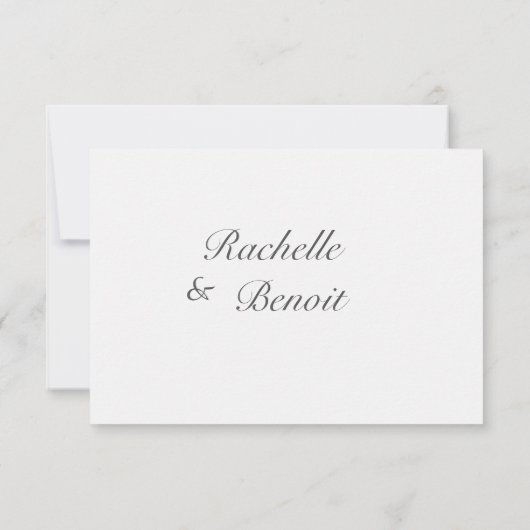 Grauer weißer Marmoreffekt Moderne Hochzeit rsvp Einladung (Rückseite)