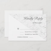 Grauer weißer Marmoreffekt Moderne Hochzeit rsvp Einladung (Vorne/Hinten)