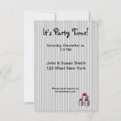 Grauer weißer Pinstripe Red Bow präsentiert auf Sc Einladung (Rückseite)