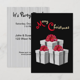 Grauer weißer Pinstripe Red Bow präsentiert auf Sc Einladung