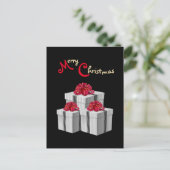 Grauer weißer Pinstripe Red Bow präsentiert auf Sc Postkarte (Stehend Vorderseite)