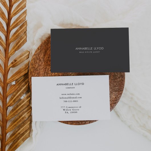 Grauer weißer Retro Real Anwesen Agent Visitenkarte