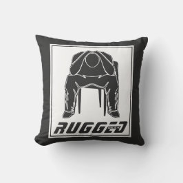 Grauer weißer Rugged Man Holding Head | Denkende Kissen