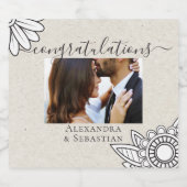 Grauer weißer Tan Floral Herzlichen Glückwunsch Ho Schaumweinetikett (Einzelnes Label)