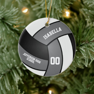 Grauer, weißer und schwarzer Volleyball Keramik Ornament