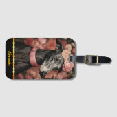 Grauer Windhund umgeben von blühenden Rose Gepäckanhänger (Vorderseite (Horizontal))
