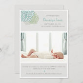 Grauer Winter Blume Foto Geburtserklärung Ankündigung (Vorne/Hinten)