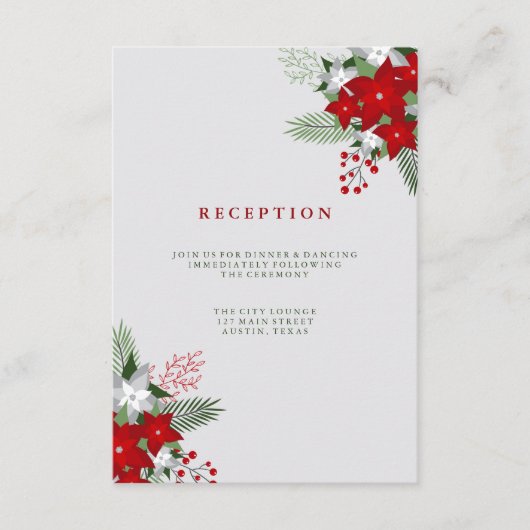 Grauer Winter Holiday Mason Jar Wedding Empfang Begleitkarte (Vorderseite)