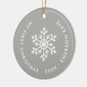 Grauer Winter Snowflake Erste Weihnachtskugel Keramik Ornament (Links)