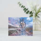 Grauer Wolf ANTWORTET DEN ANRUF Postkarte (Stehend Vorderseite)