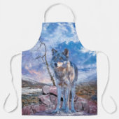 Grauer Wolf ANTWORTET DEN ANRUF Schürze (Vorderseite)