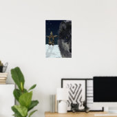 Grauer Wolf, arktischer Inukshuk & Stars Art Poste Poster (Heimbüro)