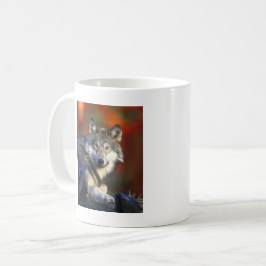 Grauer Wolf, Arten-Digitalfotografie Kaffeetasse (Vorderseite Links)