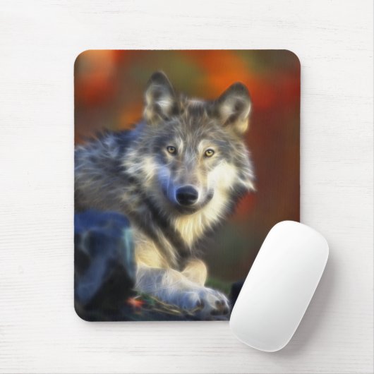 Grauer Wolf, Arten-Digitalfotografie Mousepad (Mit Mouse)