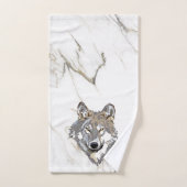 Grauer Wolf auf Marmor Badhandtuch Set (Handtuch)