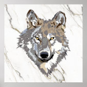 Grauer Wolf auf Marmor Poster (Vorne)