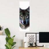 Grauer Wolf Augen Motivierend Door Poster (Heimbüro)