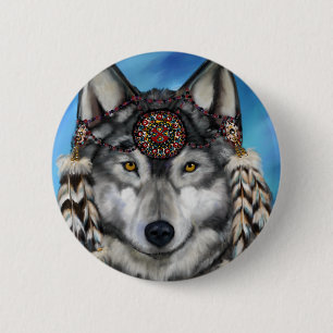 Grauer Wolf Button