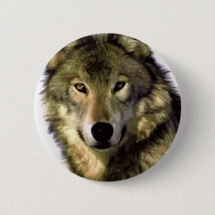 Grauer Wolf Button