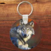 Grauer Wolf, Digitale Fotografie gefährdeter Arten Schlüsselanhänger (Vorderseite)