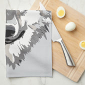 Grauer Wolf-Entwurf Küchentuch (Viertel Falte)