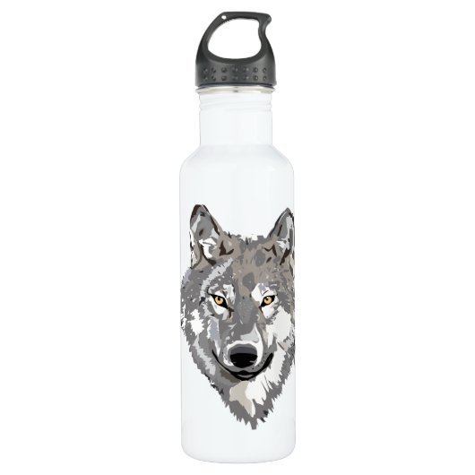 Grauer Wolf-Entwurf Trinkflasche (Vorderseite)