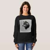 Grauer Wolf Farbe Spritzer Krieger Wildes Tier Ein Sweatshirt (Vorne ganz)