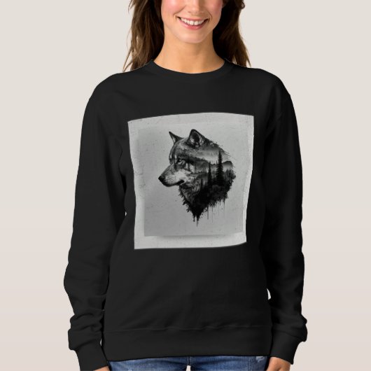 Grauer Wolf Farbe Spritzer Krieger Wildes Tier Ein Sweatshirt (Vorderseite)
