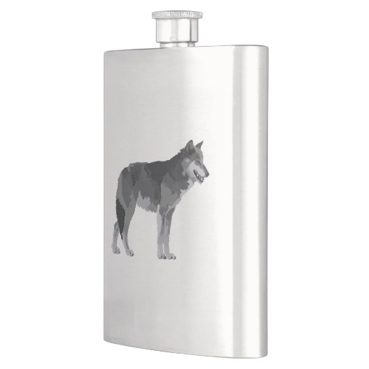 Grauer Wolf-Flasche Flachmann (Links)