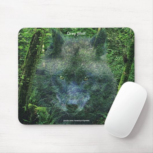 Grauer Wolf & Forest Wildlife Fan Animal Art Mousepad (Mit Mouse)